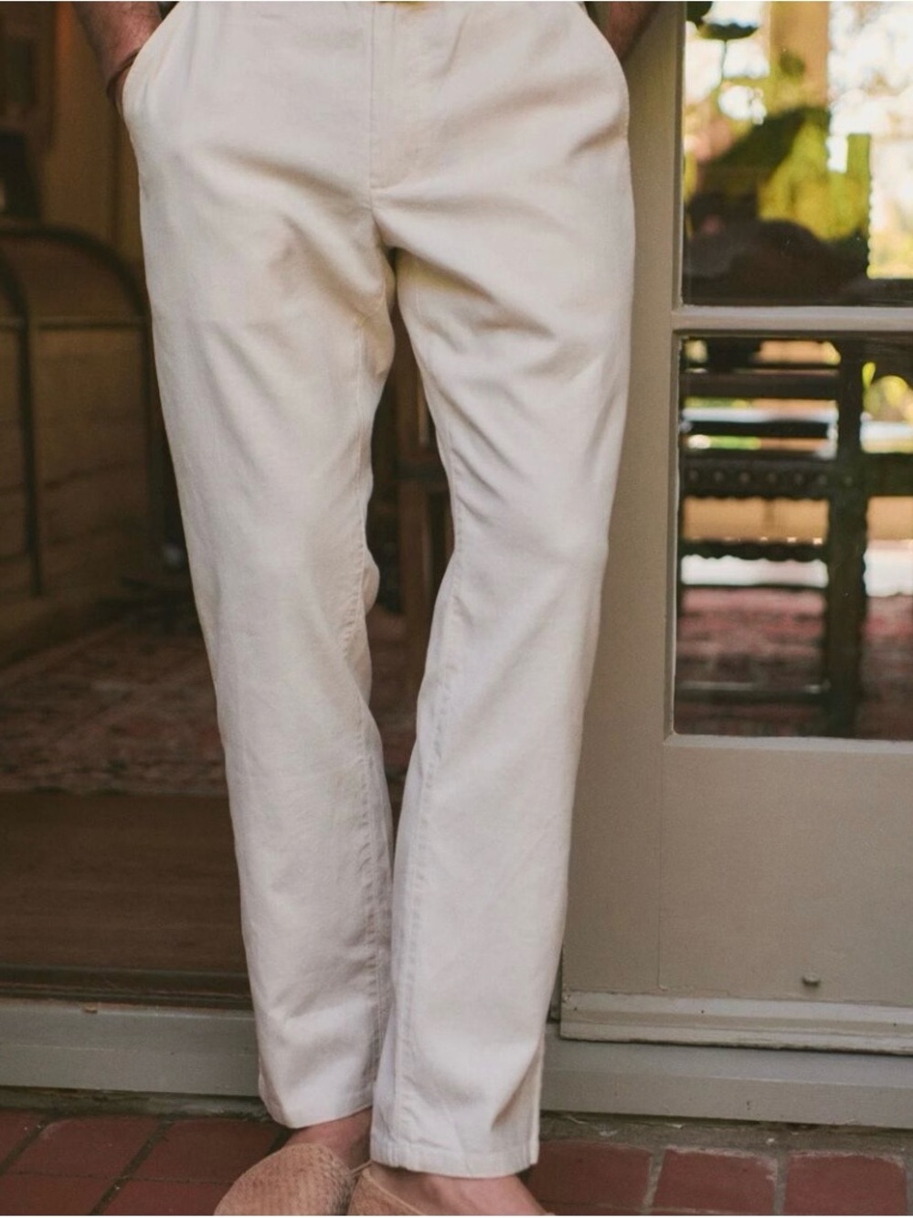 Marine Layer Saturday Hemp Chino Pants Men's S Beige Stretch Waist Style 16871